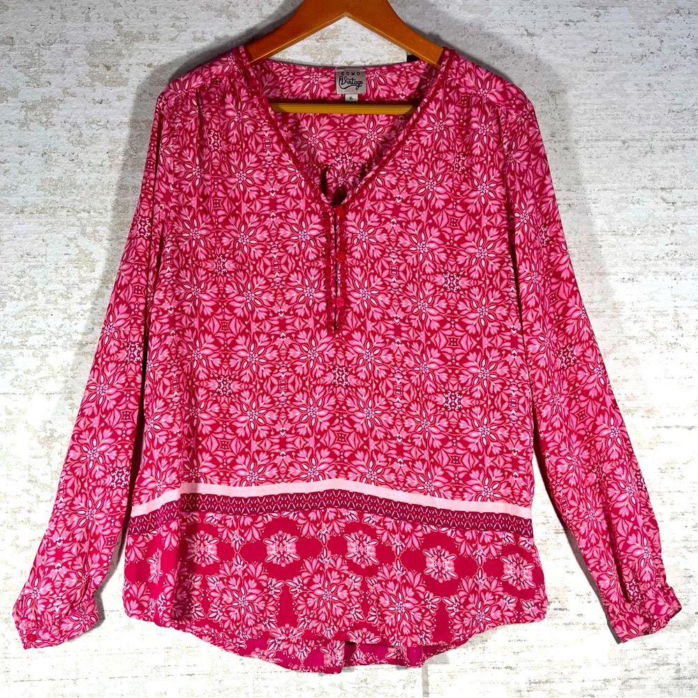 Como size XL top Floral Contrasting Print Tunic blouse